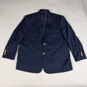 Oak Hill Premium Blazer Mens 48R Navy Blue Italian Wool Gold Crest Buttons NWOT